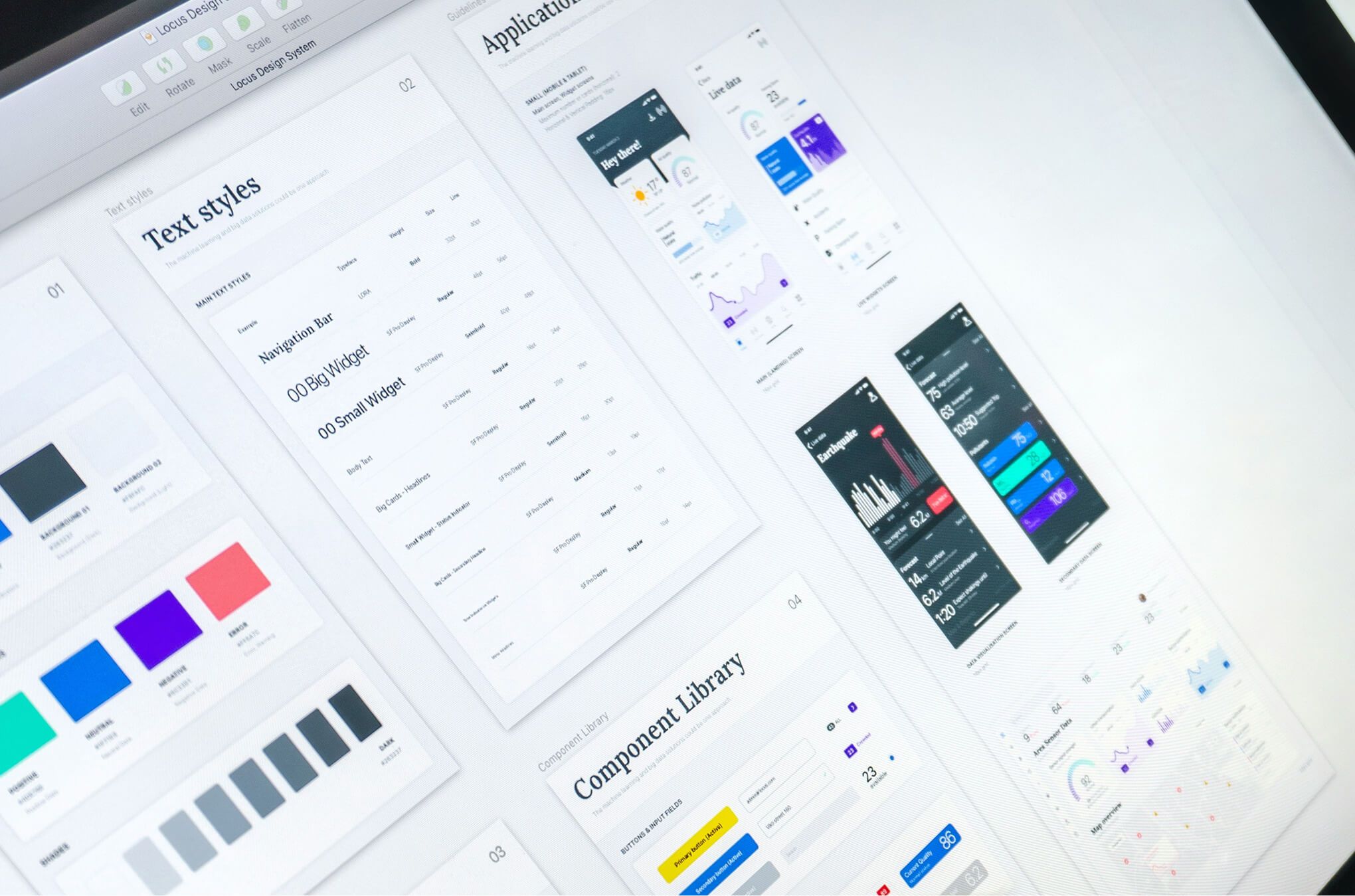 Example of a design system shown on a screen